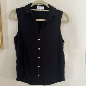 Bella Dahl Sleeveless Button Front Top Black Size XS NWT $100